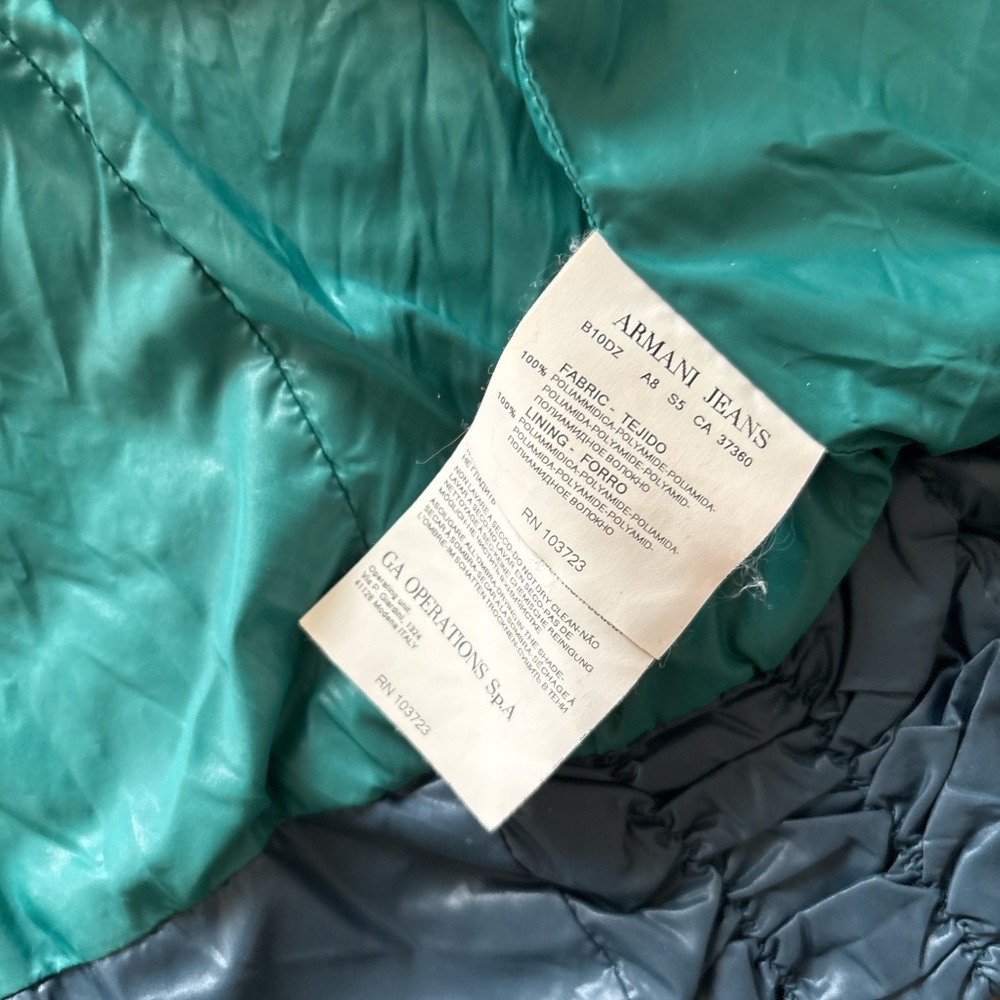 Armani Jeans Women's Puffer Jacket - Dark celadon full zip pockets. Size 0 - Picture 9 of 9